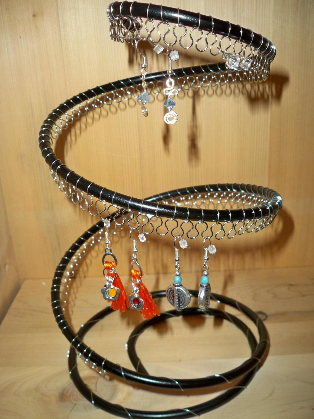 Spiral Black Earring Tree Holder, Organizer. Holds Approximately 60 Pairs